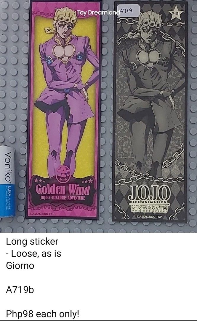 Jojo's Bizarre Adventure Long Stickers (Category: Art & Prints) located in Imus. Submitted by toydreamland (Listing ID 1366648468, Image 1). Description: Jojo's Bizarre Adventure Long Stickers Only Php88 each! FREE shipping via LBC COP for purchases worth Php 1000 and above ;) Check out our other listings and save on shipping fees :).