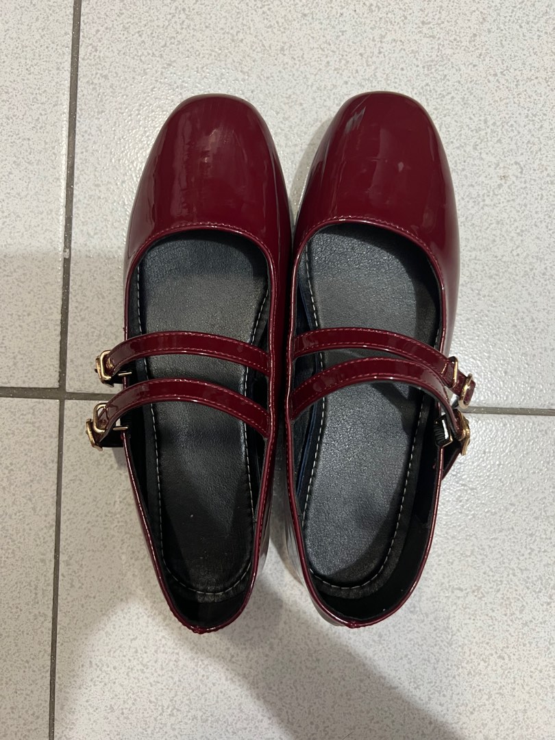 glossy mary janes