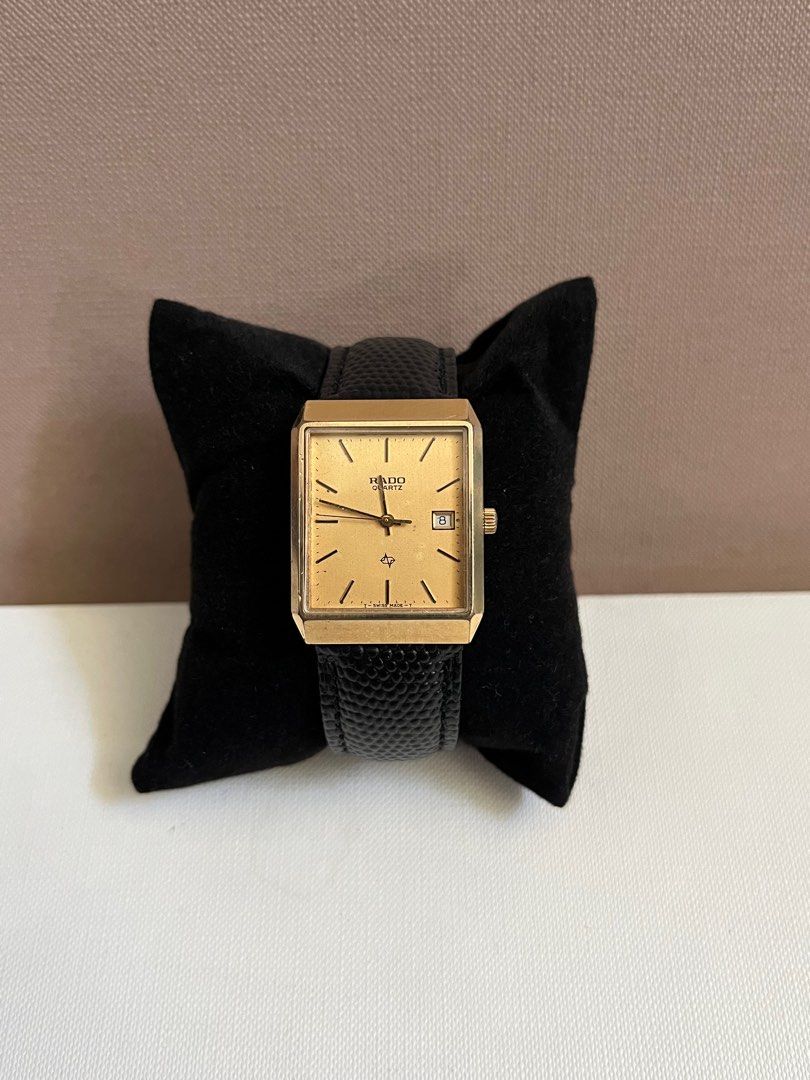 Rado tank gold plated quartz (Category: Luxury Watches) located in Cainta. Submitted by saminjess (Listing ID 1366596947, Image 1). Description: Rado tank gold plated quartz Replaced leather strap Watch only Minimal signs of use ₱7,000 NEGO Lic: cainta, rizal.