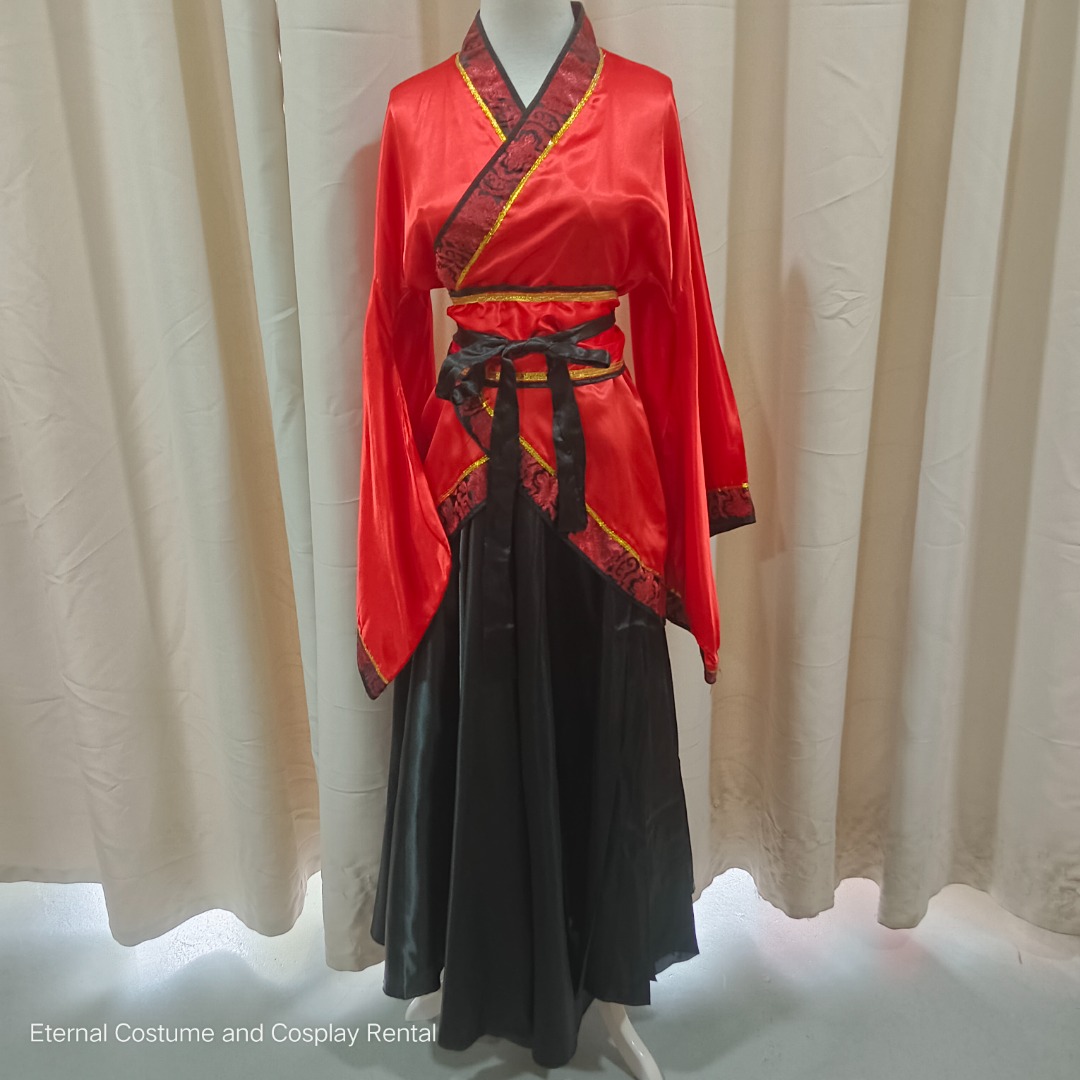 [RENT] CHINESE Simple Costume Style Female Red Top and Black Skirt ...
