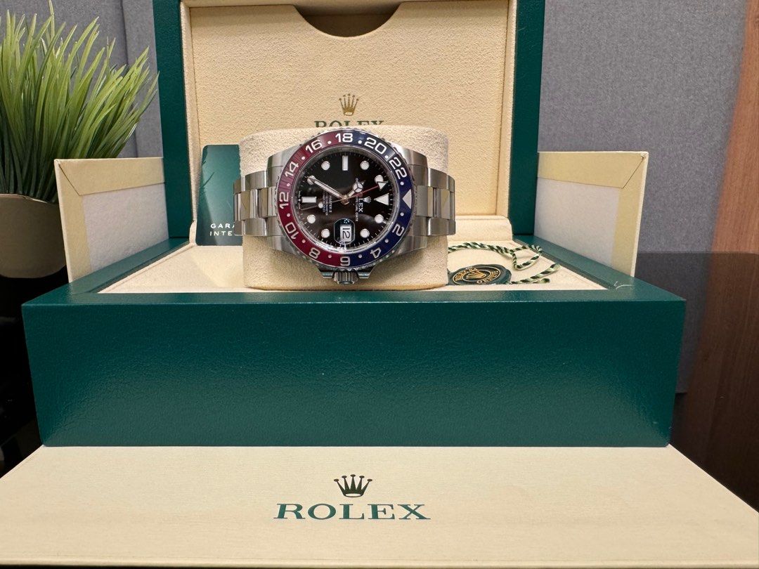 Rolex Gmt master II Pepsi (Category: Luxury Watches) located in San Juan City. Submitted by ajtswisswatches (Listing ID 1366724504, Image 1). Description: Rolex GMT Master 2 PEPSI Ref#126710BLRO Bracelet: oyster steel Condition:like new 9.5/10 Complete Set: Box manual card Certificate, Green Tag Year: 2023 fresh date Warranty until 2028 💯 %Legit money back Open for authentication PHP 1,200,00 Dm for interested -0927 7487770 We accept credit card