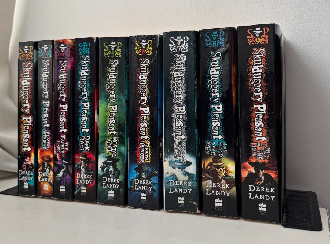 Skulduggery Pleasant Books 1-9 Paperback (Category: Storybooks) located in Valenzuela. Submitted by _sarahs (Listing ID 1366558638, Image 2). Description: Sold as a set only Most books in good/very good condition, book 9 is in brand new condition, book 7 has some water damage but the book is intact Collected these over the years bc these books were my childhood. RFS: decluttering, can no longer keep them Loc: Valenzuela City, Metro Manila Payment