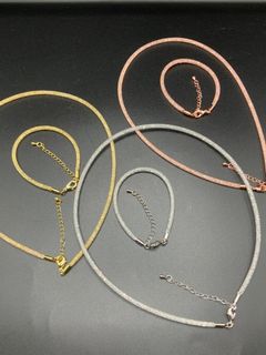 Titanium Steel /碎Zircon Hand Chain / Neck Chain Set (High Quality) - 3 Styles Available64218263670659110