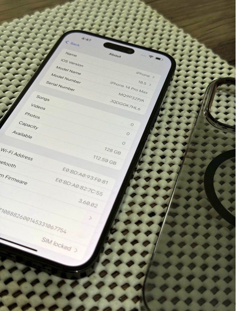 Apple iPhone 14 Pro Max (Category: iPhone 14 Series) located in Taguig. Submitted by influenzas (Listing ID 1368284840, Image 1). Description: Selling my iPhone14 Pro Max for 35,000.00 This comes with complete accessories, box, paper bag and an original (used) charging cable, and a case. ☑️ 100% working and good condition ☑️ Black, 128gb ☑️ no issues, no scratches, no dents, very smooth, well-maintained, no repairs ever done ☑️ 87% battery health