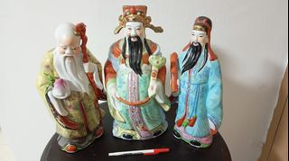 中国古玩　白磁福禄寿人物置物 Fu lu shou 福禄寿” For Sale | Vintage Collectibles