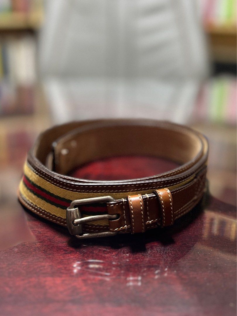 Gucci Belt Light Brown Stripe