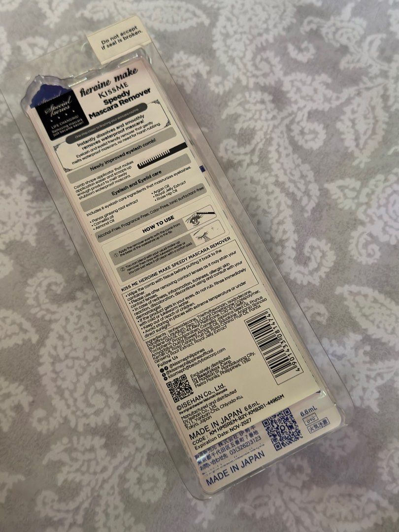 Heroine Mascara Remover (Sealed) (Category: Makeup) located in Las Pinas. Submitted by noobemporium (Listing ID 1368260269, Image 2). Description: Accidentally got two. Sealed, expiring in 2027. .