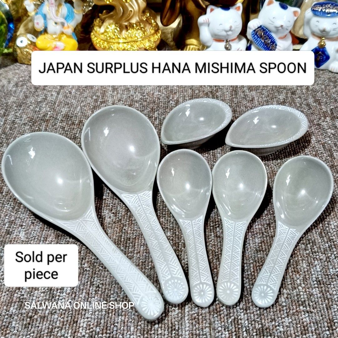 JAPAN SURPLUS HANA MISHIMA SPOON • PER PC (Category: Dinnerware & Cutlery) located in Mabalacat. Submitted by salwanaonlineshop (Listing ID 1368304494, Image 1). Description: JAPAN SURPLUS HANA MISHIMA SPOON • PER PC 🇯🇵 Like New 🇯🇵 No issue 🇯🇵 Sold per piece 🇯🇵 Spoon only 🇯🇵 Spoon & Rest Set 🇯🇵 Serving Spoon 🛒 Follow us on S.H.O.P.E.E and L.A.Z.A.D.A at SALWANA ONLINE SHOP for more rare, vintage, collectible, unique surplus items! 🚩