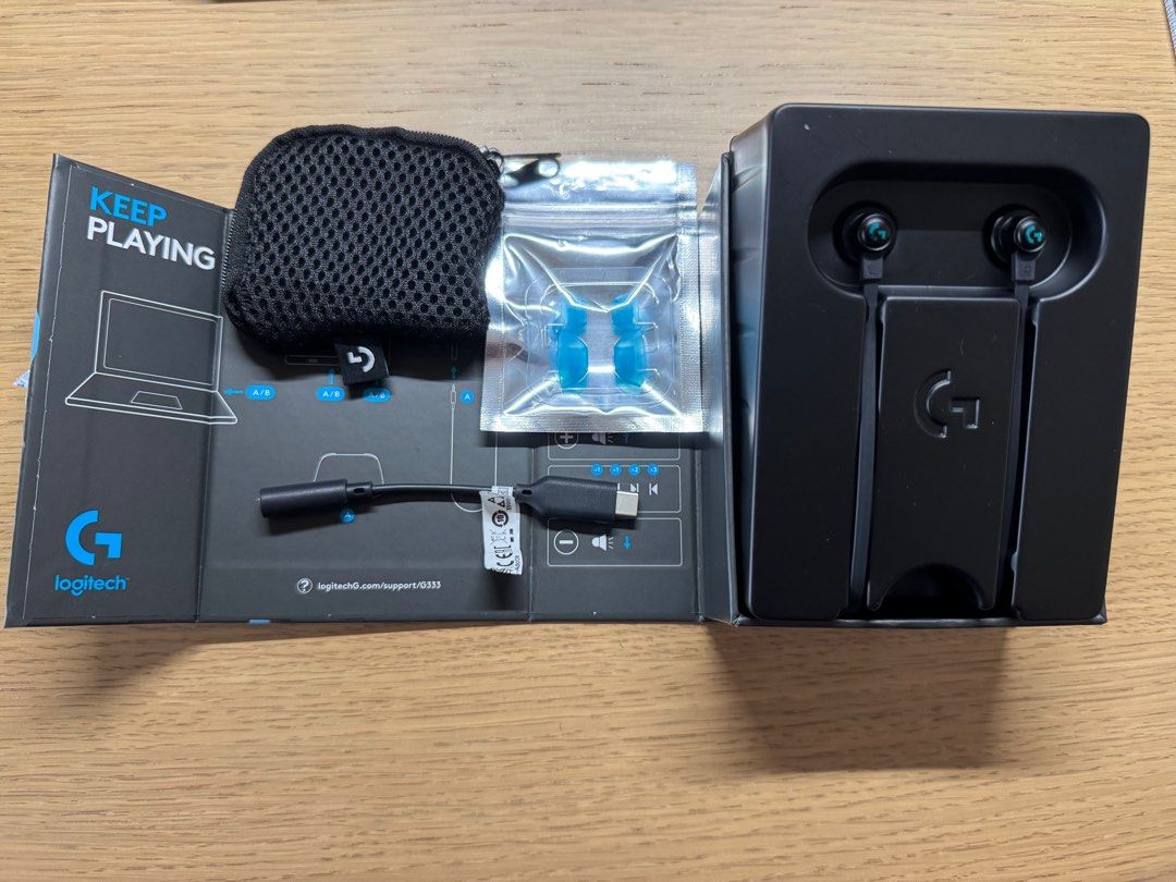 Logitech G333 gaming earbuds (used once) (Category: Earphones) located in Singapore. Submitted by cascabel (Listing ID 1368240986, Image 1). Description: Only used once. Didn’t like it because it is wired. No low baller!.