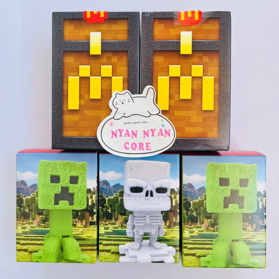 Minecraft Mcdo Creeper Skeleton Zombie Birdie Figure (Category: Designer & Blind Box Toys) located in Cabuyao City. Submitted by nyannyancore (Listing ID 1368268446, Image 1). Description: Birdie wings - ₱250 Zombie hamburglar - ₱250 Creeper - ❌ SOLD OUT ❌ Skeleton - ₱180.