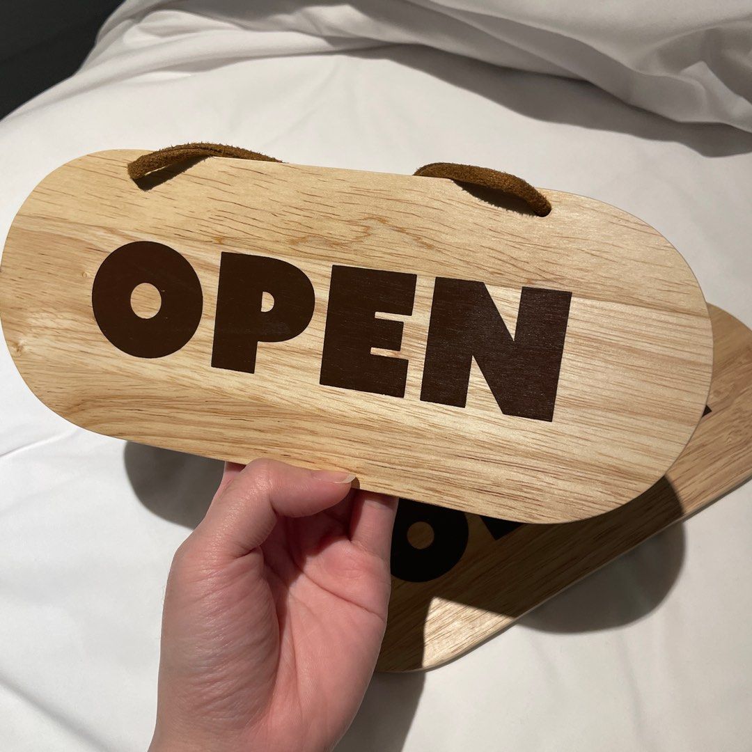 Open and close signage for sale (Category: Wall Decor) located in Caloocan City. Submitted by ericago (Listing ID 1368353681, Image 1). Description: For sale po sa mga may business Open and close signage for sale (baliktaran). Good quality hard wood 200 ONLY!! Last price posted 4 PIECES AVAILABLE.