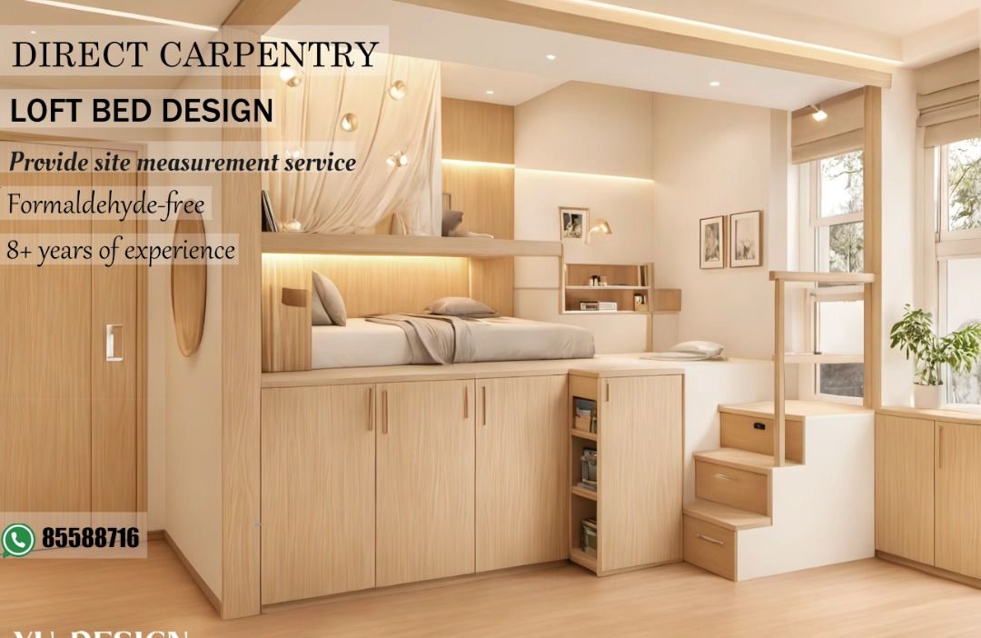 【SG Local Contractor】【Custom Furniture】Customized Loft bed/Bunk bed with storage staircase with study area below/ Bedroom Design/ Local carpentry works62863075202818113