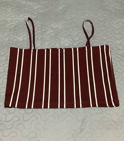Striped Red and White Cropped Tank Top (Category: Sleeveless) located in Caloocan City. Submitted by olalali (Listing ID 1368334261, Image 2). Description: XS to S.
