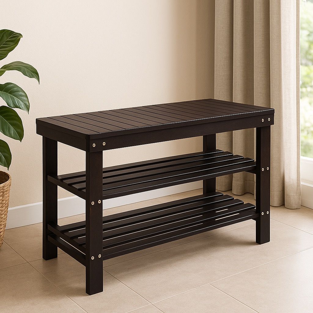 Wood Bench Shoe Rack | Entryway Wooden Shoe Rack | Two Layer Shoe ...