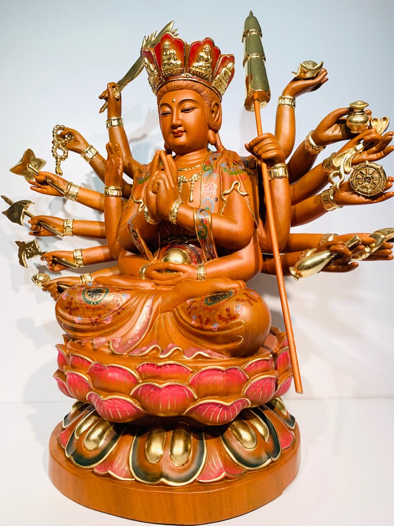 準提菩薩佛像雕刻準提佛母木雕佛像#準提觀音#天人丈夫觀音#十八