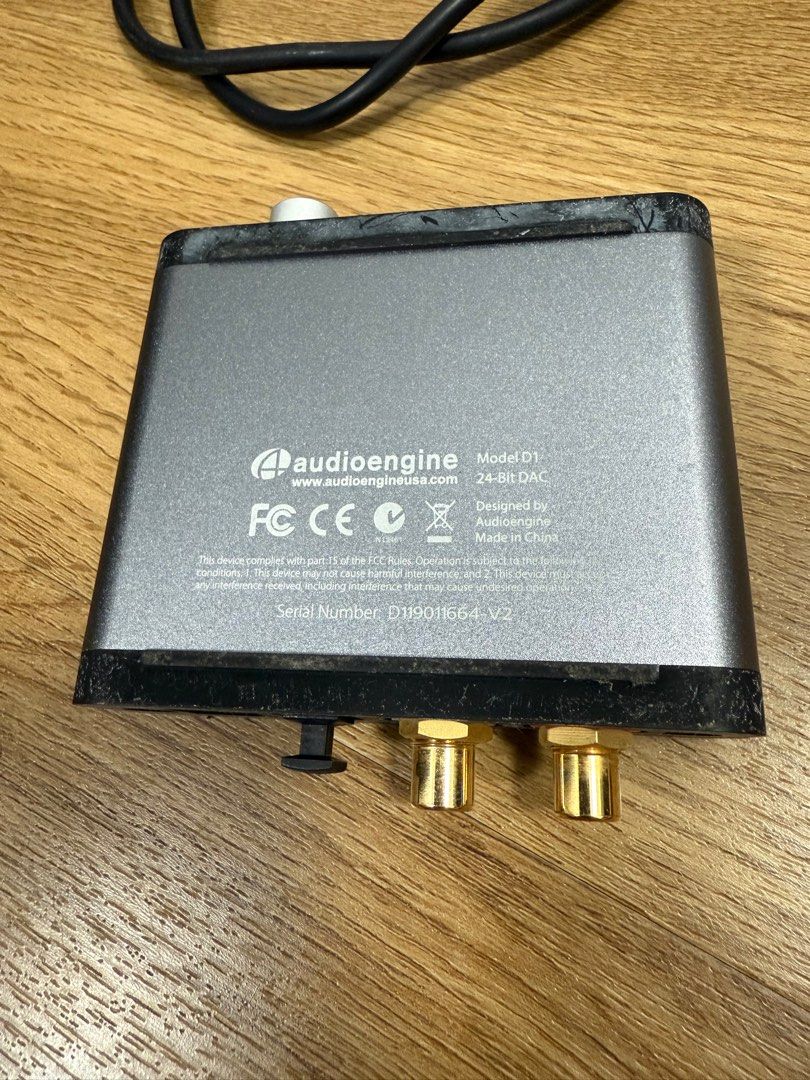 Audioengine D1 DAC and headphone Amplifier (Category: Soundbars, Speakers & Amplifiers) located in Singapore. Submitted by gtg75 (Listing ID 1368492495, Image 1). Description: Well used but Well functioning. The aesthetic portion on the rubber is not good as per picture. Self collect at 678267, lobby 6C.