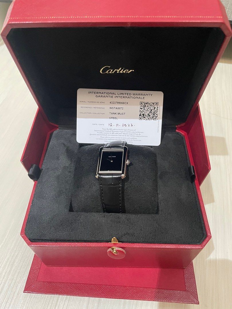 Authentic Cartier Tank Must Large (Category: Luxury Watches) located in Quezon City. Submitted by breakmyfashion (Listing ID 1368509126, Image 1). Description: Definitely a collector’s piece. Tank must is one of Cartier’s classic pieces. Comes with box, dust bag, warranty and receipt. .