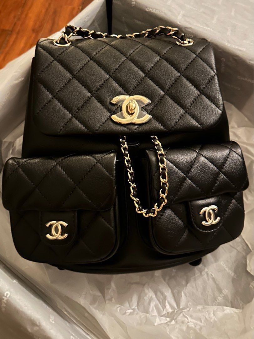 Authentic Chanel 23A Duma Backpack Small (Category: Luxury Bags & Wallets) located in Quezon City. Submitted by breakmyfashion (Listing ID 1368517805, Image 1). Description: Dimensions: 20.5 x 20 x 11.5 cm Material: Calfskin .