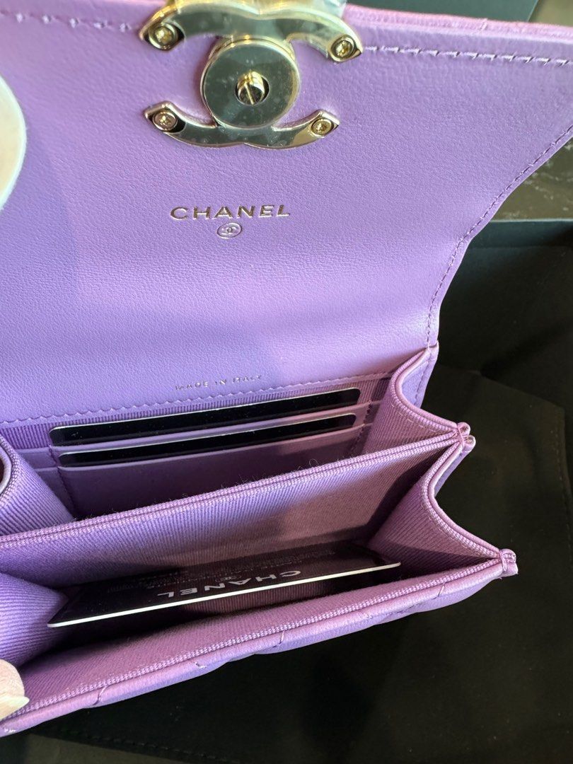 Authentic Chanel Purple Mini Clutch with Chain GHW (Category: Luxury Bags & Wallets) located in Quezon City. Submitted by breakmyfashion (Listing ID 1368490965, Image 3). Description: Comes in full set with receipt, box, paperbag and dust bag. .