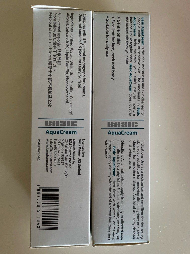 Basic AquaCream (Category: Sanitary Hygiene) located in Singapore. Submitted by dinomum (Listing ID 1368487965, Image 2). Description: BNIB 2 for $10 1 for $6 Exp : 1 is 3/2027 and another 5/2027.