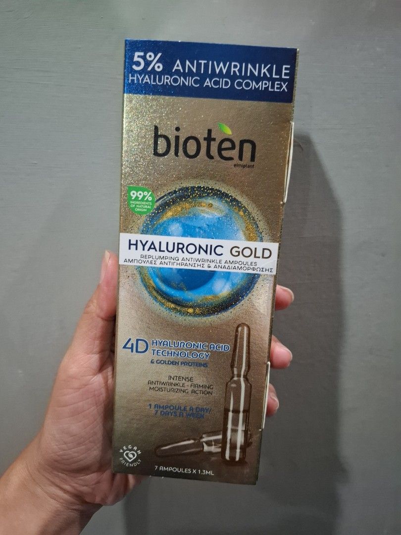 Bioten Hyaluronic Gold (Category: Face Care) located in Quezon City. Submitted by ang.leighanne (Listing ID 1368500215, Image 1). Description: mall pull out sealed 12months upon opening srp 1k+.