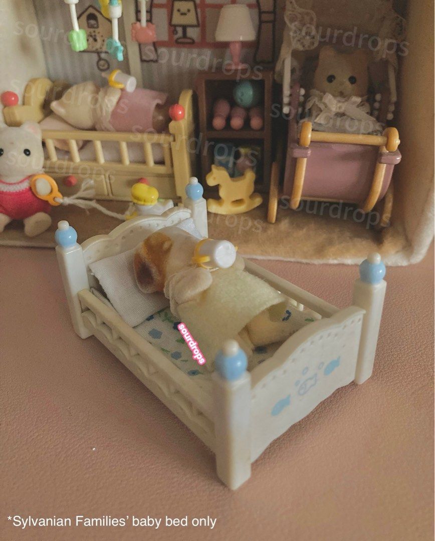 EPOCH Sylvanian Families White and Blue Baby Bed (READ DESCRIPTION) (Category: Children's Beds) located in Pasig City. Submitted by sourdrops (Listing ID 1368326504, Image 1). Description: With markings With visible usage and pen mark ‼️Sleeping Baby Chiffon Dog Critter sold separately (check listing) ‼️ Chiffon Dog critter + baby bed bundle: 430PHP ❗️IMPORTANT❗️ 🌸 Reservations: dp of 50php minimum - will only mark as reserved after initial pay 