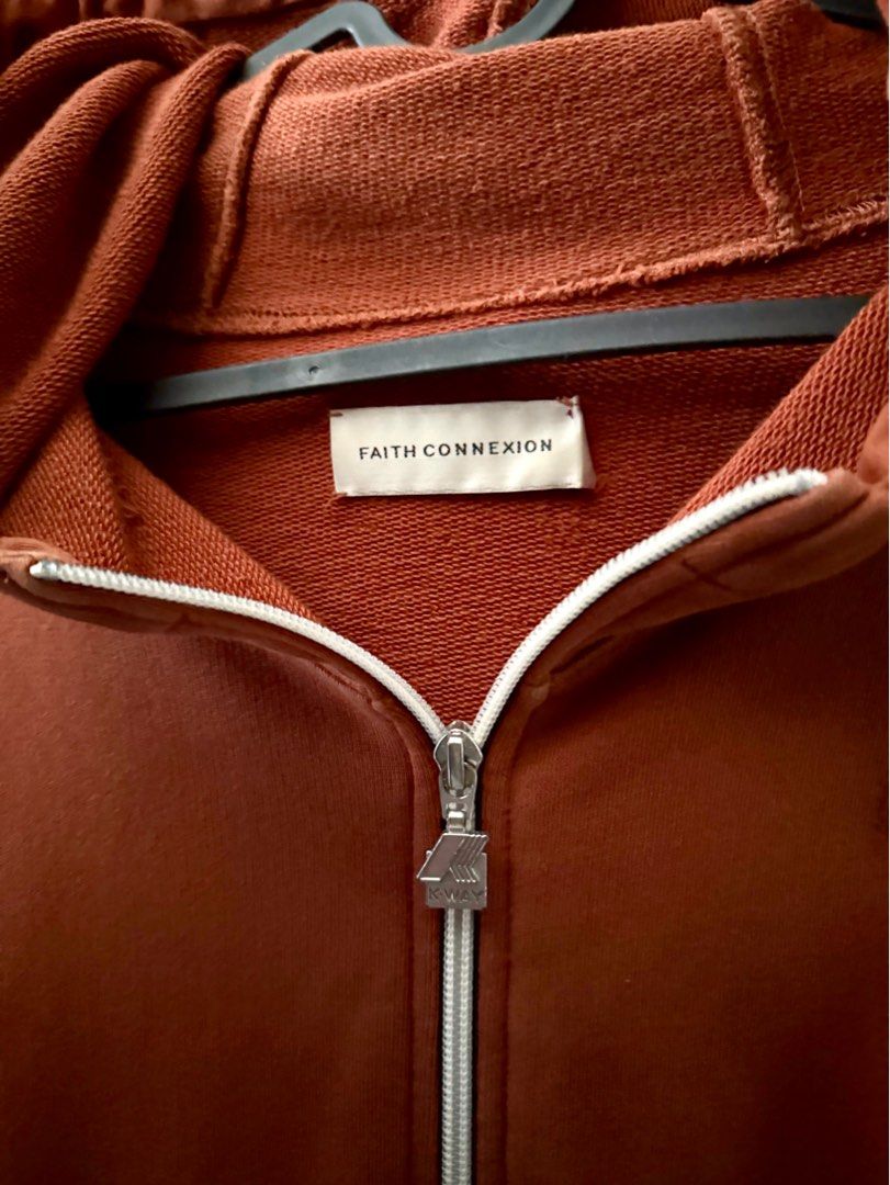 Faith Connexion Jacket (Category: Coats, Jackets and Outerwear) located in Manila. Submitted by andycarts (Listing ID 1368436850, Image 1). Description: Faith Connexion x K-Way@ hooded sweatshirt, tonal drawstrings, K-Way® emblem at breast, front two-way zip closure, side zipped welt pockets, lace-up rib detailing, rib-knit trim, straight hem, tonal stitching. !bought in South Korea !condition: 9.5/10 !barely used !rfs: decluttering !mop: cash or