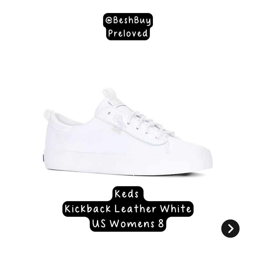 Keds Kickback Leather White US Womens 8 (Category: Sneakers) located in Makati City. Submitted by beshbuy (Listing ID 1368498867, Image 2). Description: Keds Kickback Leather White US Womens 8 PRELOVED - Lightly used and in good condition - with box - purchased in SM Dept Store Slight negotiable no low baller please. MOP BPI, BDO, GCASH, MAYA Shipping via grab or gogoexpress for same day delivery I can only deliver 730pm onwards No meet ups .