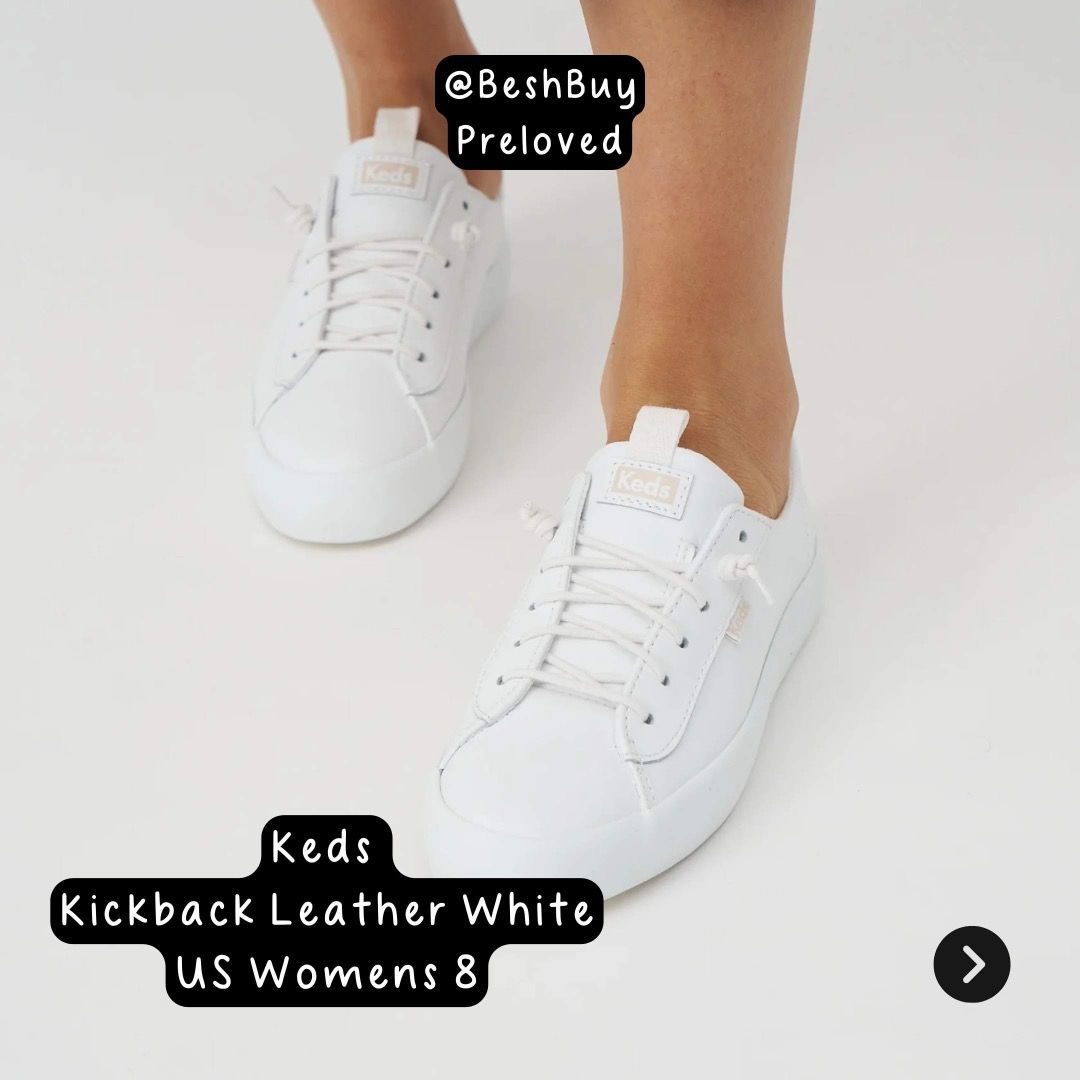 Keds Kickback Leather White US Womens 8 (Category: Sneakers) located in Makati City. Submitted by beshbuy (Listing ID 1368498867, Image 3). Description: Keds Kickback Leather White US Womens 8 PRELOVED - Lightly used and in good condition - with box - purchased in SM Dept Store Slight negotiable no low baller please. MOP BPI, BDO, GCASH, MAYA Shipping via grab or gogoexpress for same day delivery I can only deliver 730pm onwards No meet ups .