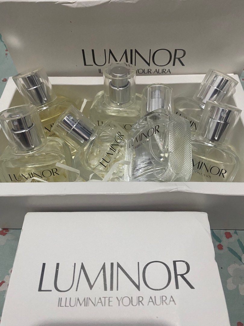 Set of 7 Luminor Perfumes (Category: Fragrance & Deodorants) located in Balanga. Submitted by be.gab (Listing ID 1368470119, Image 1). Description: Buy as Set of 7 for 1,800 Php, everything at 30ML ( Original Price for everything at 2, 310Php- you save 510 pesos Vanilla Eclair Cotton Candy Spring ‘89 Orchid Feels Summer Chic Sweet Orchid Amber Floral RFS: Impulse buying .