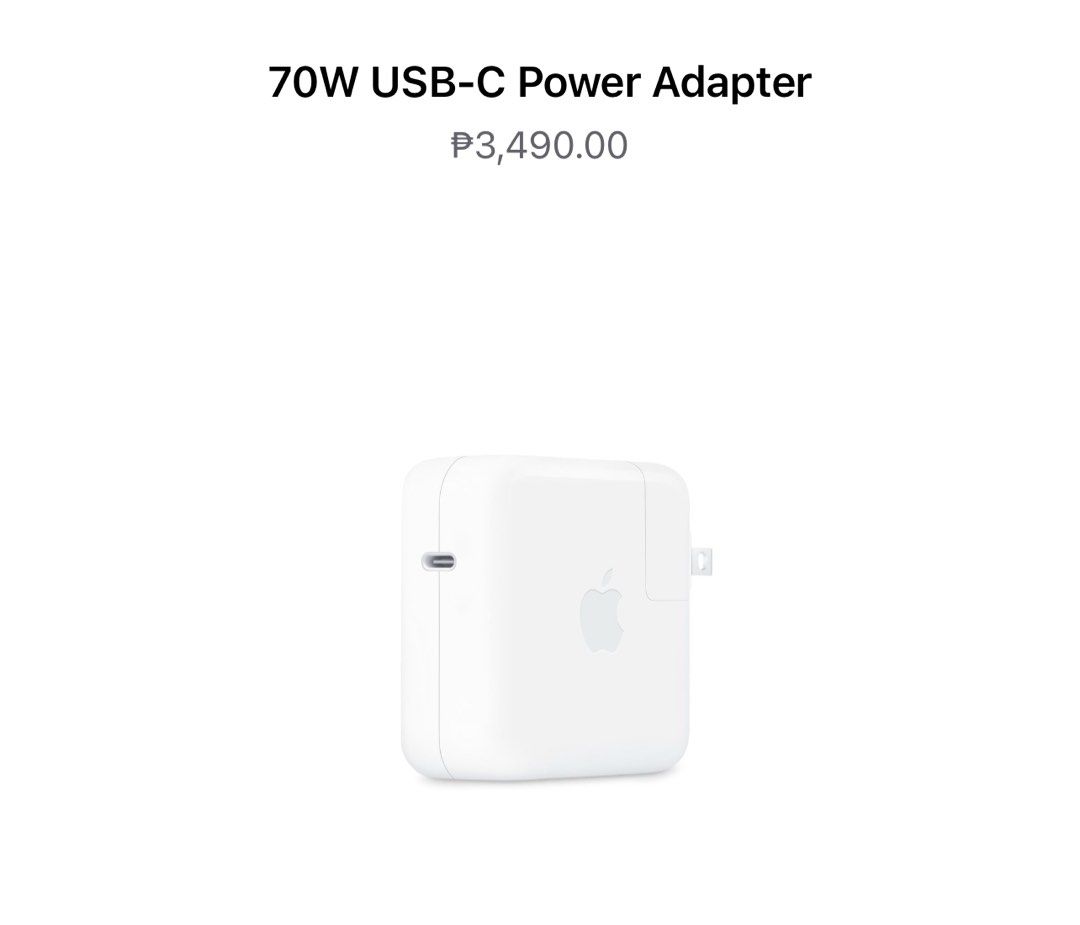 Original Apple 61W USB-C Power Adapter (Category: Electrical, Adaptors & Sockets) located in Paranaque City. Submitted by closetcoreen (Listing ID 1368526820, Image 3). Description: Authentic. Extra adapter from my laptop. .