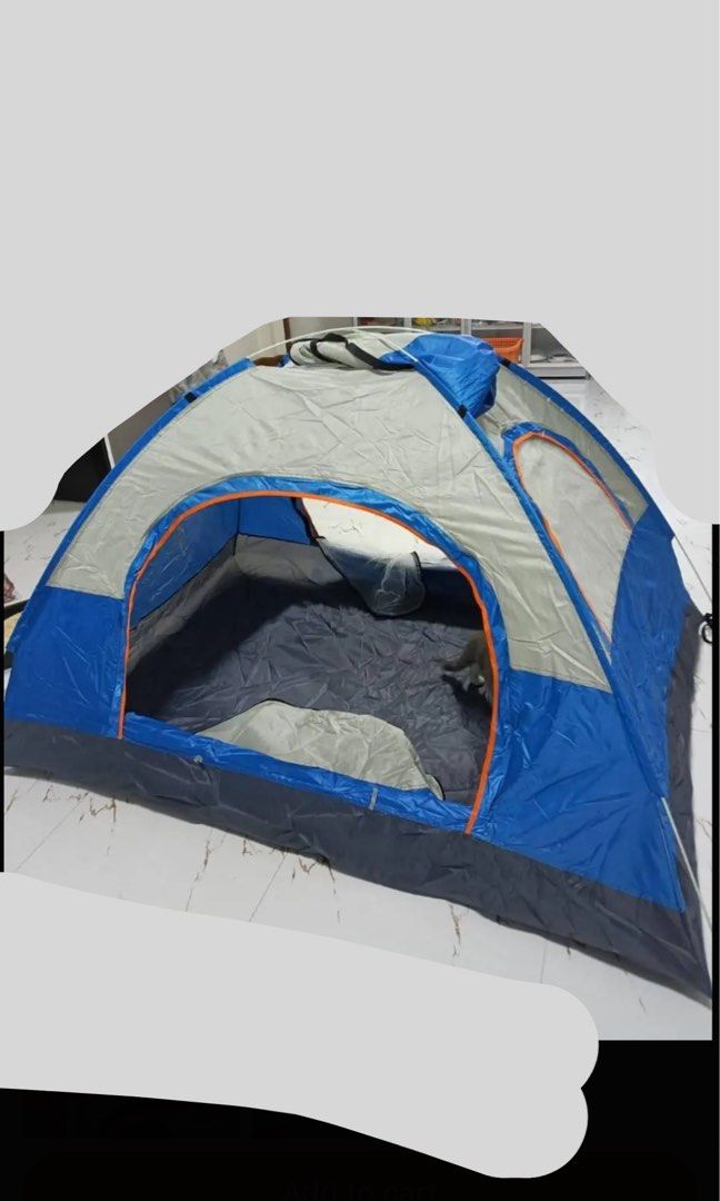 Quick set up camping tent (Category: Hiking & Camping) located in Antipolo. Submitted by jvcnkl (Listing ID 1368532067, Image 1). Description: Brand New Quick Set Up Tent 2 doors, 2 windows Capacity: 2-4 persons Last one pc available.