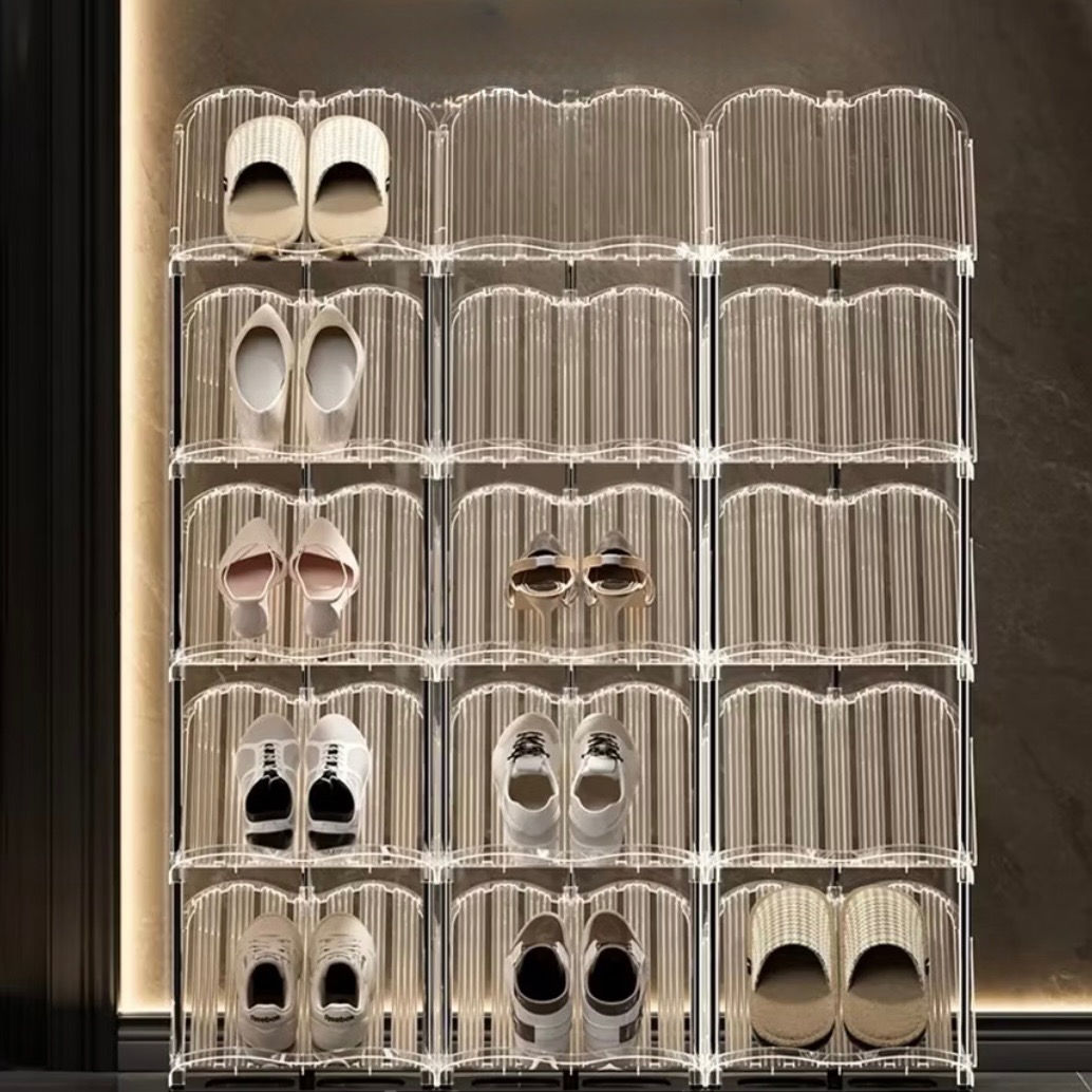 Transparent Stackable Shoe Rack | Multi-Pair Clear Shoe Rack | Plastic ...