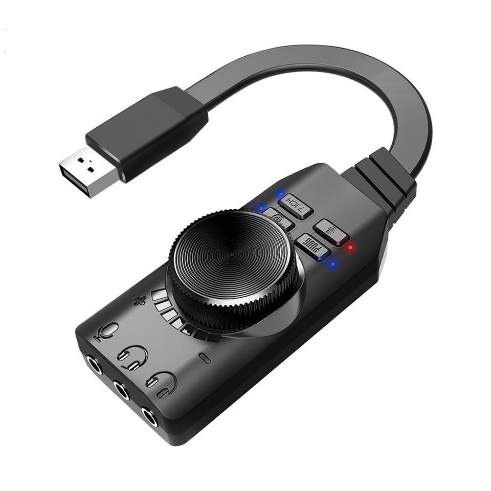 7.1 Channel External USB Computer Game Sound Card (Category: Portable Audio Accessories) located in Singapore. Submitted by gizmo.x.w.y (Listing ID 1368752242, Image 1). Description: Features: 1. Built in DSP audio amplifier module: built in DSP audio amplifier module can increase the volume by 15%. 2. Drive free installation: drive free installation, plug and play. 3. Compatible with two kinds of headphone interface: it can be compatible with si