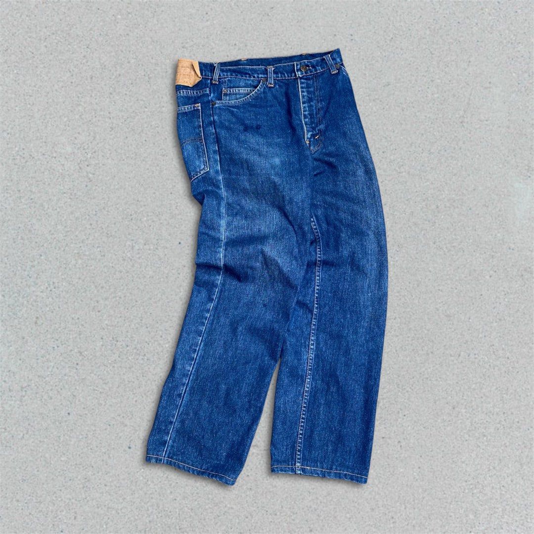 80s LEVI’S 507 ORANGE TAB DENIM PANTS (Category: Jeans) located in Balanga. Submitted by faded_garmz (Listing ID 1368718156, Image 2). Description: 80s LEVI’S 507 ORANGE TAB BLUE DENIM PANTS EXCELLENT CONDITION ‘70s TALON ZIPPER DATED AUGUST 1981 STAMP BUTTON ARE NOT RECOGNIZABLE BUT STILL VISIBLE SOME PART OF ENGRAVED STAMP NUMBER DIMENSIONS WAIST - 32” LENGTH - 41” INSEAM - 29” LEG OPENING - 9” FRONT RISE - 12” PRICE: ₱4,420 REMARKS: MISSING TH