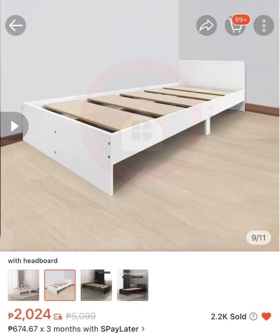 bed frame single bed (Category: Bed Frames & Mattresses) located in Quezon City. Submitted by stopover_ph (Listing ID 1368749253, Image 2). Description: FREE with issue sf paid by buyer.