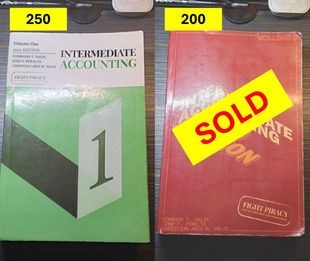 Intermediate Accounting 1 and 3 by Valix (Category: Textbooks) located in Manila. Submitted by freedolphin_32460a (Listing ID 1353265295, Image 1). Description: Intermediate Accounting 1 by Valix (Available) - 250 Intermediate Accounting 3 by Valix (SOLD) - 200 Buyer shoulder shipping.