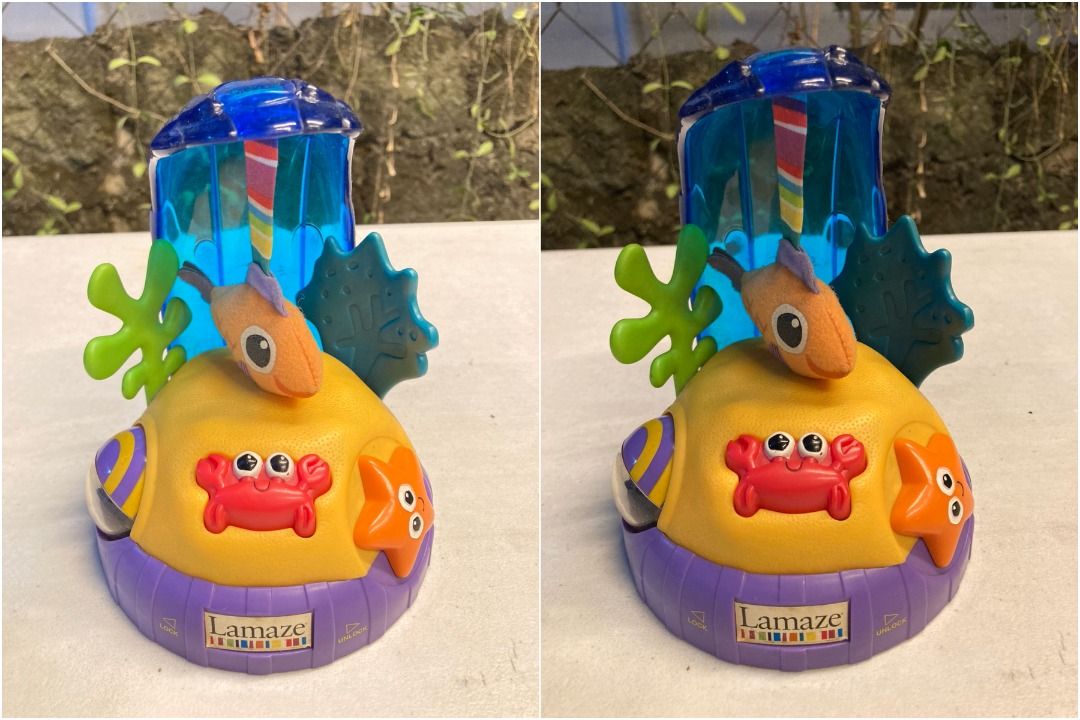 Lamaze Developmental Toys (Category: Infant Playtime) located in Quezon City. Submitted by vgcab (Listing ID 1368652231, Image 2). Description: Selling my sons' Lamaze Toys. Bought brand new, sandali lang nagamit 1) Soft Chime Garden, not working (wiring issue) - 100 pesos 2) Small Island, the fish moves when you press the red crab button. Tactile toy. It sticks to any flat surface - 150 pesos These toys are preloved, pre-played but are in good c