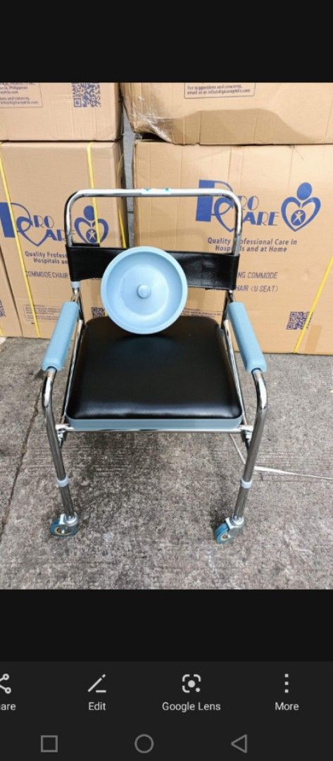 Mura may gulong commode chair (Category: Braces, Support & Protection) located in Quezon City. Submitted by jesselee14kpop (Listing ID 1368768237, Image 1). Description: brandnew affordable onhand negotiable good quality and condition open for pick up and delivery high quality we also sell many medical supplies call me 09268225723 cod,gcash,bank transfer.