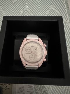 Omega Swatch Mission to Venus (pink) white strap