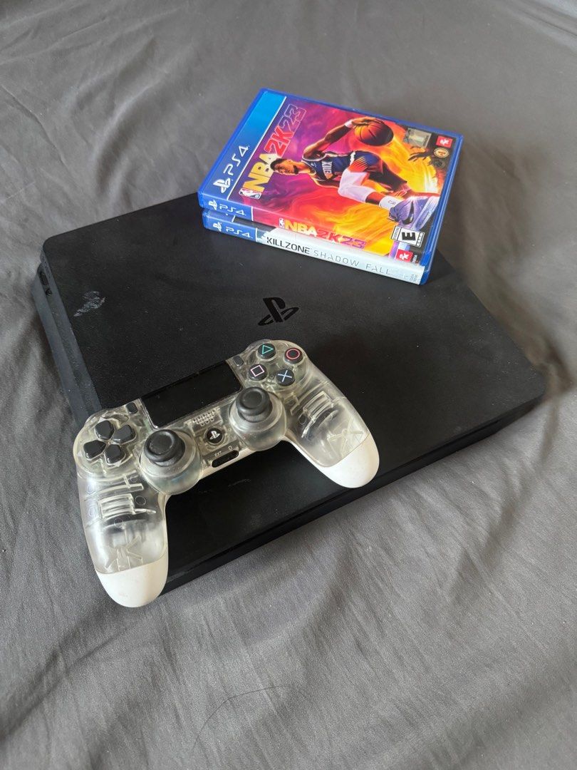 PS4 Slim 1TB with 1 controller (+ 2 CDs) (Category: PlayStation) located in Pasig City. Submitted by robbiseraphin (Listing ID 1368579239, Image 1). Description: Selling: Slim 1TB Inclusives: - 1 OEM controller - 2 CDs (NBA 2k23 and Killzone shadow fall) - Power chord wire - Latest Firmware - Warranty sticker intact ✅ - Slightly dirty case 🛑 = 6k Items are in Pasig, unli testing! 💯 —————— Message me for any questions sa FB or reach me at 091505