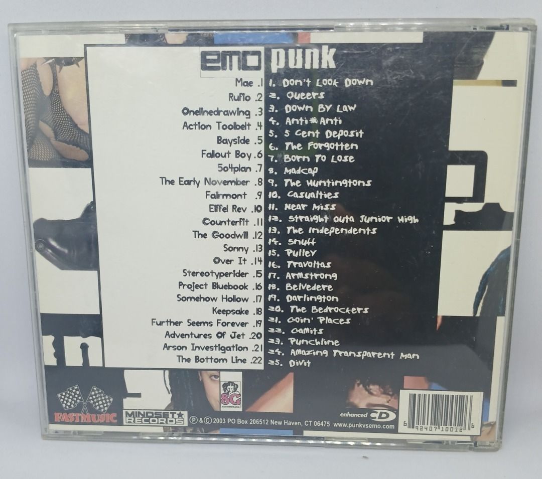 Punk vs Emo (Category: CDs & DVDs) located in Cagayan de Oro. Submitted by cdoenyo (Listing ID 1368602203, Image 2). Description: Rare CD bought from the US. WYSIWYG. Please manage your expectations. RFS: Decluttering. Buyer pays for the item + shipping. Pay via GCASH Shipping via J&T Express or LBC Padala.