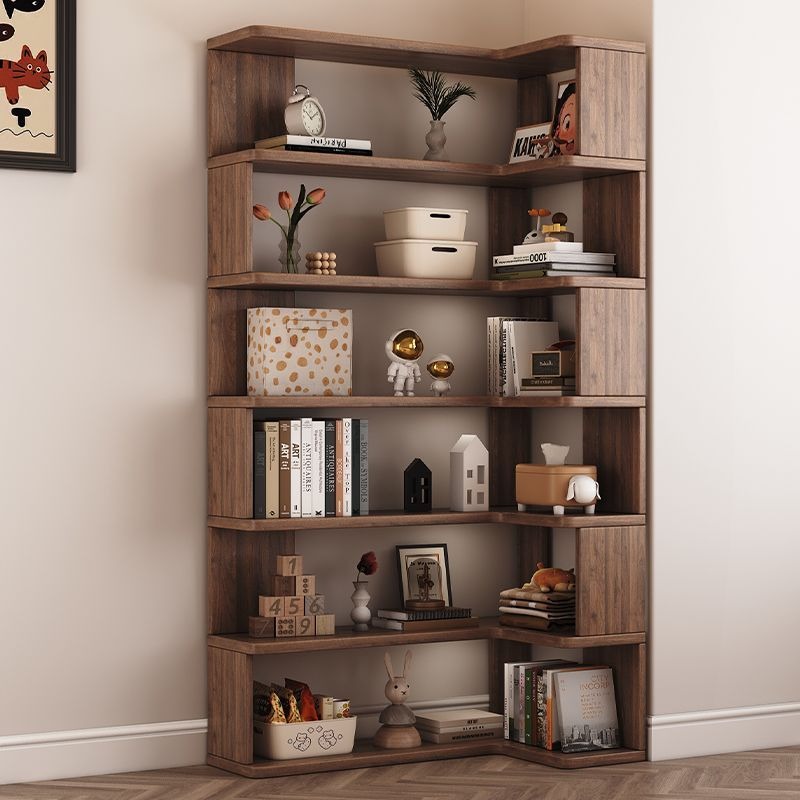 Solid wood bookshelf multi-layer rack book storage rack display cabinet ...