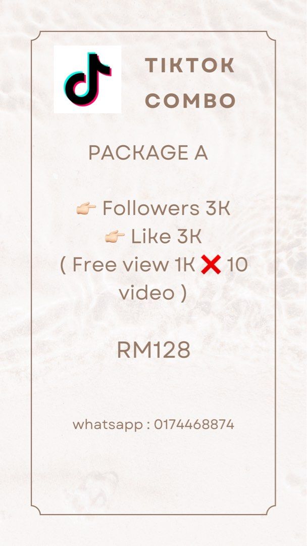 tiktok combo murah & cepat ! (Category: Announcements) located in Kuala Lumpur. Submitted by nraieynn._ (Listing ID 1368671321, Image 1). Description: jom naikkan followers untuk tiktok, instagram youtube dan pelbagai lagi untuk business & content creator 🤔 ? Jangan risau ada service booster by yenbooster 💢 ✅ 100% Trusted Seller With Feedback! ✅ Order melalui supplier dan sistem. ✅ Followers & subscriber real acc malaysia ✅ Followers likes dan 