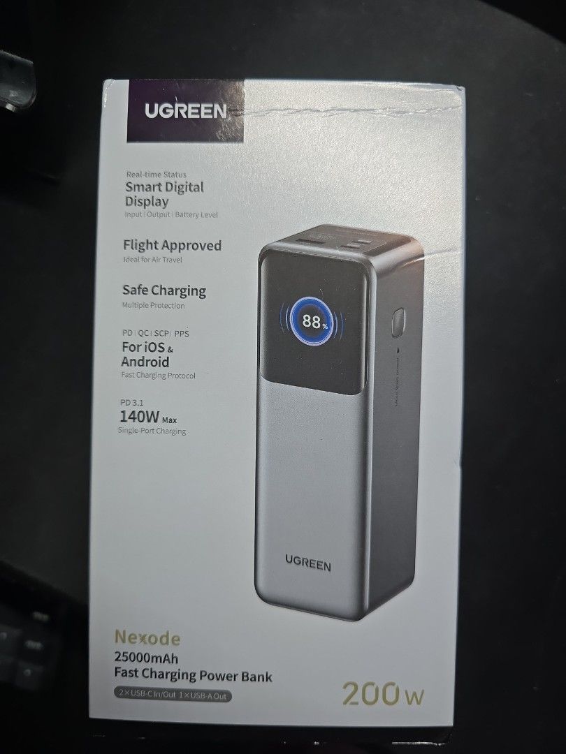 UGREEN 200w Powerbank 300w 65W Travel Fast Charger | Ugreen 100W | Ugreen 140W GaN | Ugreen Phone Stand | PUGREEN 2-in-1 Magnetic Wireless Charging Station (Category: Chargers & Cables) located in Singapore. Submitted by russell_tix (Listing ID 1240809563, Image 2). Description: Ugreen 200w Power Bank $80 Ugreen 100w Power Bank $40 Ugreen 300w $140 Ugreen 65w 4 Port - $30 Ugreen 100w - 4 Port $50 Ugreen 140w - $75 Ugreen 3 Port Foldable - $39 Ugr