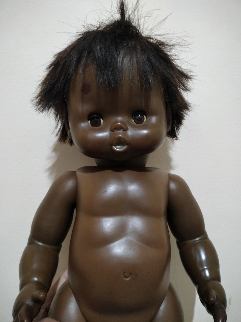 vintage baby boy doll (Category: Babies & Kids Fashion) located in Caloocan City. Submitted by m.hobby (Listing ID 1368655501, Image 3). Description: baby boy doll * tan tam * approx. 20 inches * soft vinyl material * sleeping eyes * check pictures for item details location: bagbaguin caloocan city mop: gcash price: 900.