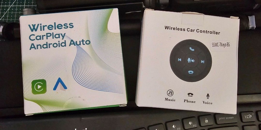Wireless CarPlay Android Auto + Controller (Category: Audio, Video, Alarm and other Electronic Accessories) located in Pasig City. Submitted by JRisEn (Listing ID 1368661428, Image 1). Description: RFS : Upgrade to a different head unit. Selling as package. USB Carplay Android Auto and Wireless Car Controller..
