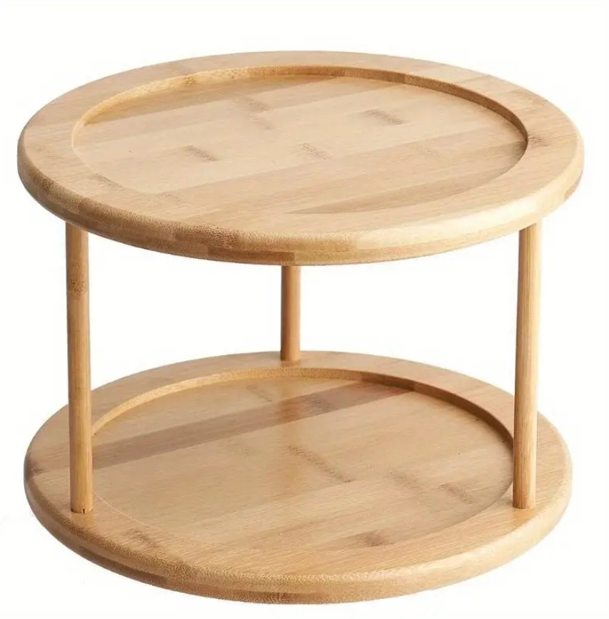 2-Tier Rotating Bamboo Rack, Furniture & Home Living, Kitchenware ...