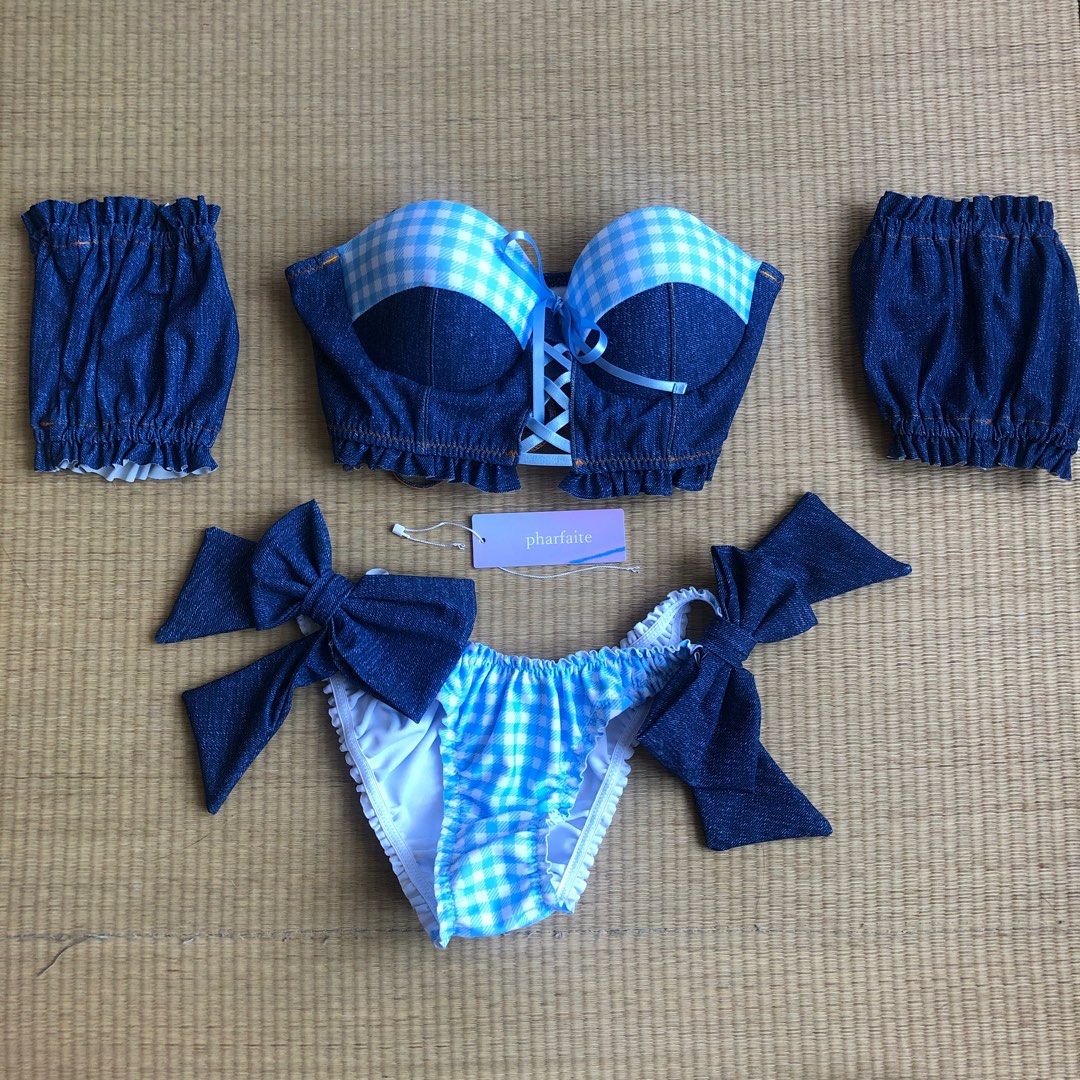 pharfaite Chill Bustier セパレート水着 pharfaite】Chill Bustier/ギンガムチェック＆デニム柄スイムウェア