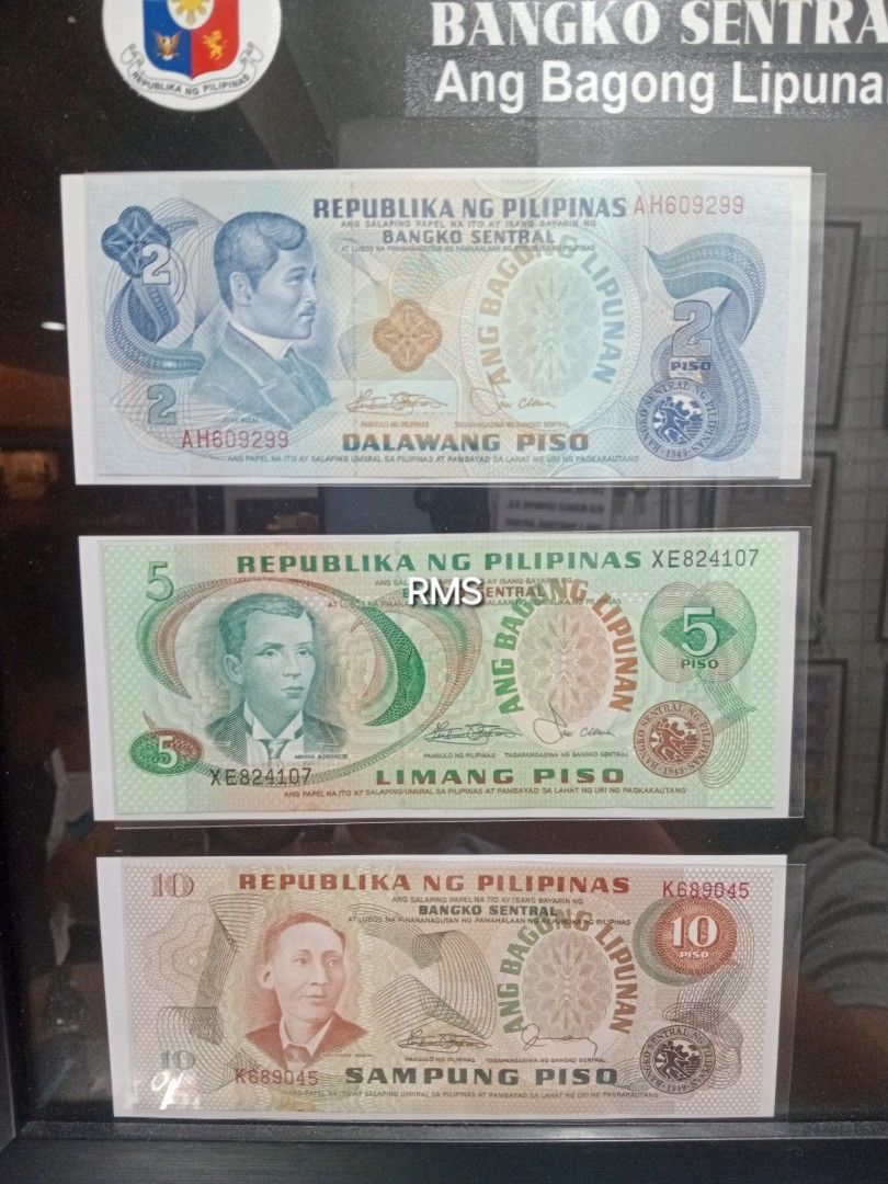ABL Series 1973 - 1985 w/ frame (Category: Currency) located in Quezon City. Submitted by coinsandbanknotes (Listing ID 1368924282, Image 2). Description: Ang Bagong Lipunan Series 1973-1985 2p-100p 18x13 frame size UNC condition.